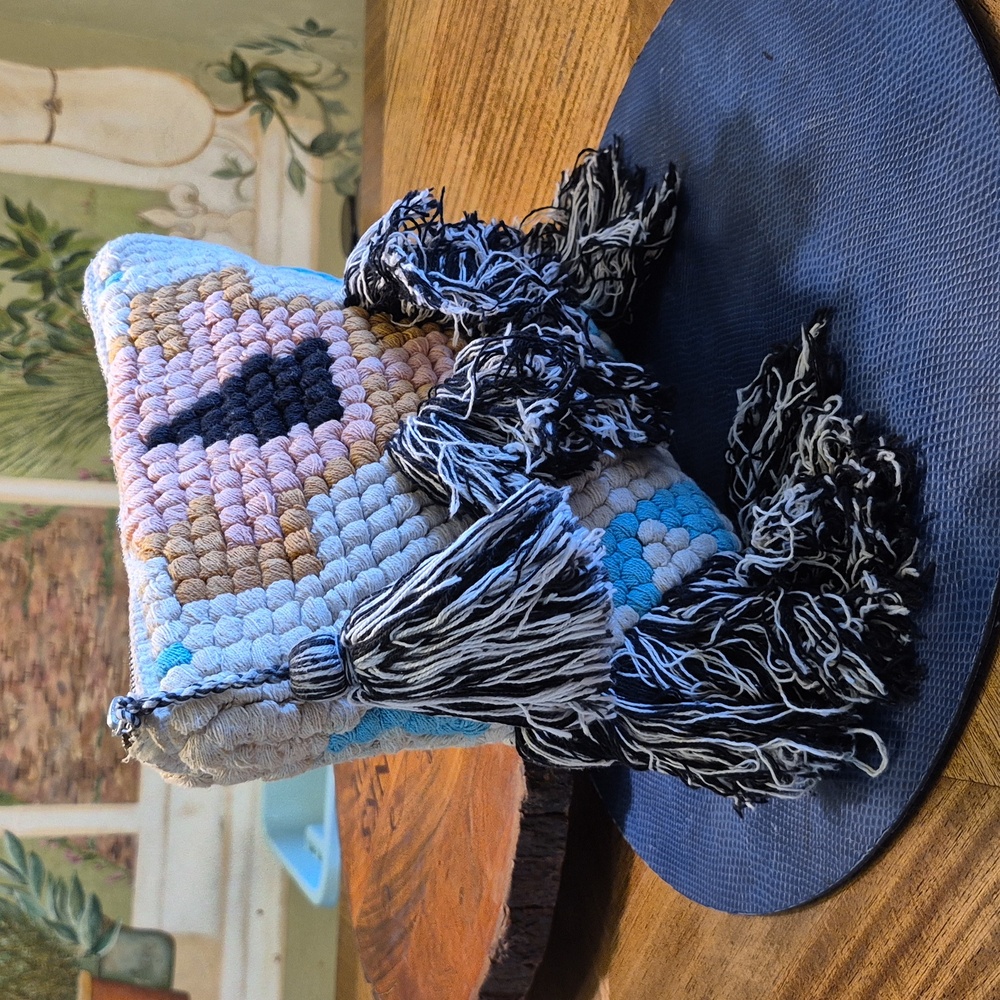 Cost Plus World Market Cream Fabric with Zipper Boho Inspired Clutch/Make Up Bag - Picture 9 of 14